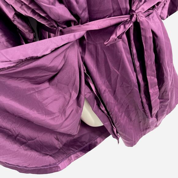 Be Wicked NEW Womens 1947 Getting Ready Satin Robe Front Sash Tie XL Purple - Picture 3 of 7